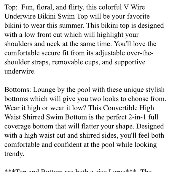 Anne Cole swim suit 2 pc sunshine floral XXL bathing suit top and XL Bottoms NWT - Picture 14 of 15